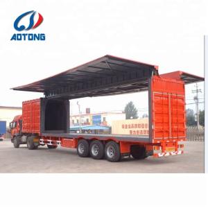 China 40-50 Tons Tri Axle Hydraulic Wing Opening Box Van Semi Truck Trailer for Bulk Goods factory