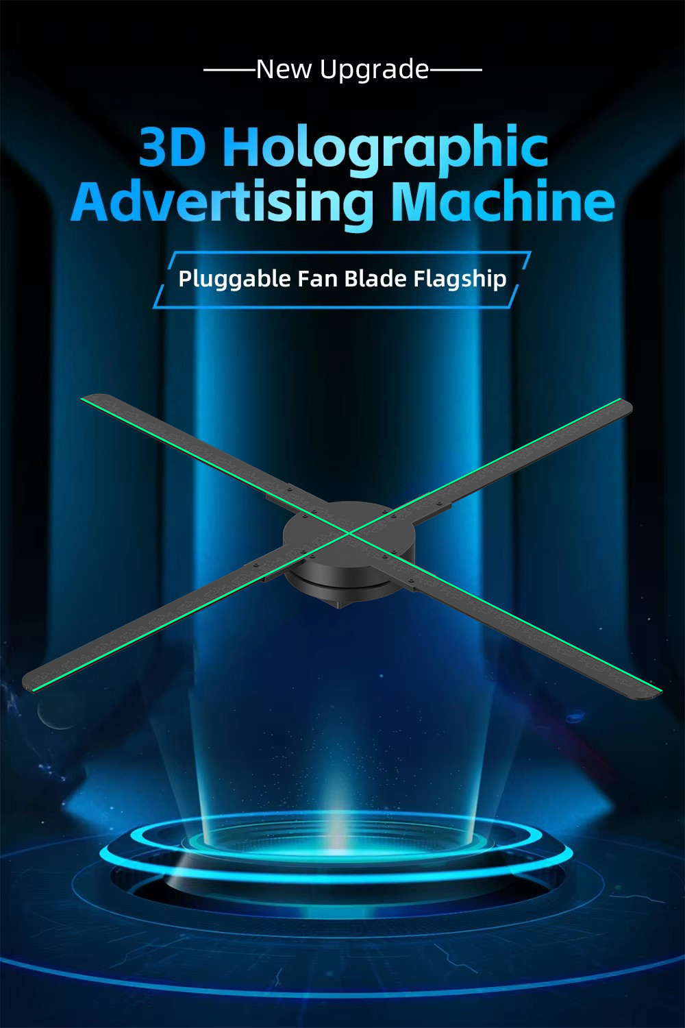 3D Holographic Display Indoor / Outdoor 3D Hologram Light Fan Computer Interactive HDMI New Technology 80cm 1280 LED