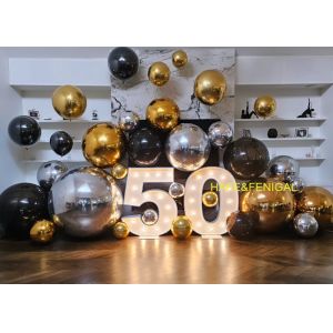 China Metallic Balloon Set Silver Gold Black Double Thick PVC With Gold Mirror Finish factory