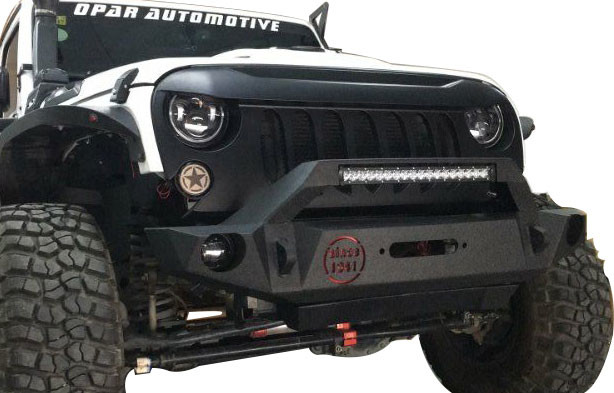 Pathfinder Front Bumper for Jeep JK Black Steel Recovery Bull Bar Winch Bumper for JK Wrangler 07 Onwards