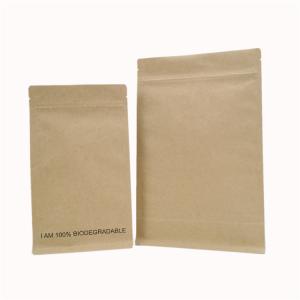 China Flat Bottom Snack Biodegradable Kraft Paper Packaging Bags factory