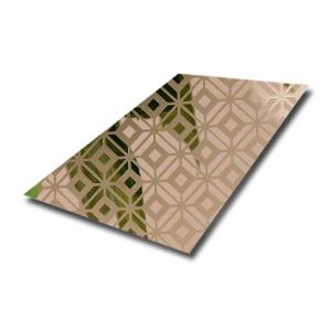 China 8K Mirror Etched Gold Color Art Stainless Steel Decorative Sheet 4FT X 8FT For Interior Wall factory