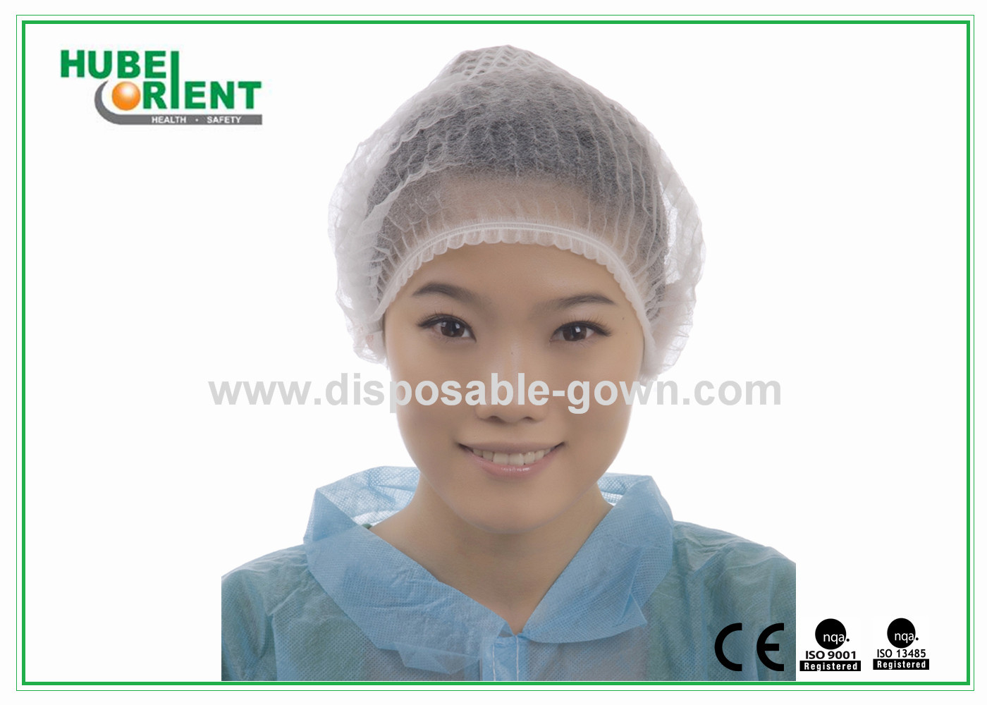 Non-Woven Clip Cap Disposable Head Cap With Double Elastic Or Single Elastic For Healthcare Or Food Industry