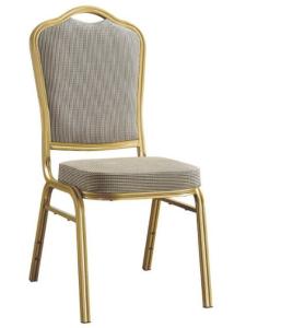 China Elegant Stackable Dining Chairs with Golden Aluminium Tube and Gray Fabric factory