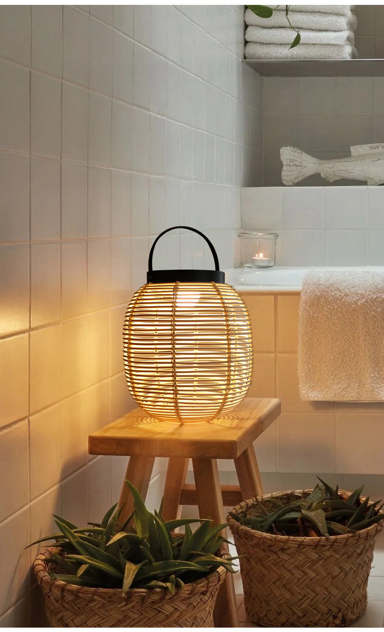 Outdoor Rattan Decorative Portable Waterproof Floor Lamp Solar Garden Light
