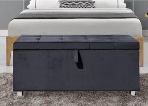 China Soft Velvet Fabric Storage Ottoman Blanket Box Chest Plsuh factory