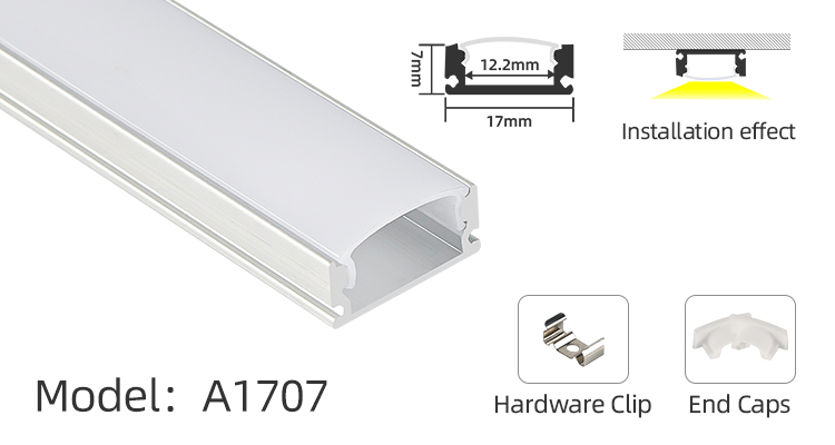 1m-3m 17x7mm Led Strip Aluminum Profile For Led Strip Lighting