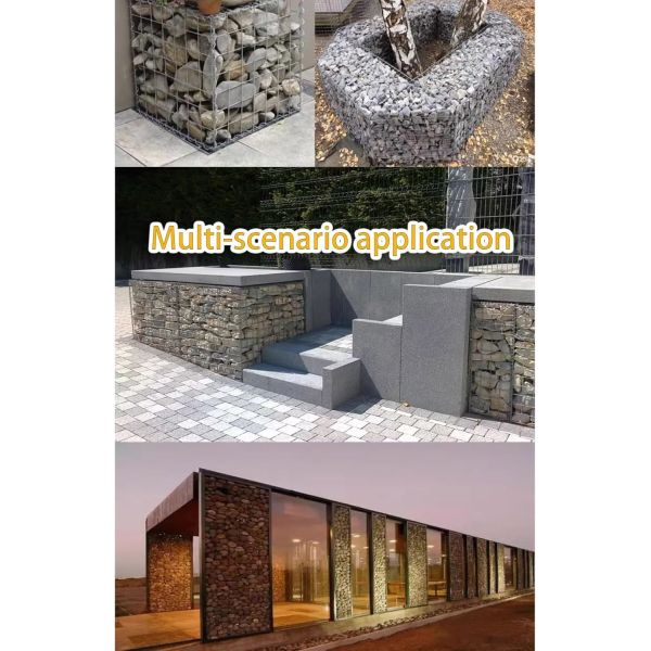 Gabion Mesh Wire Wall Panel, Galvanized Steel Gabion Wall With Covers, Garden Stone Wire Basket Fencing Gabion Mesh Wire Wall with Covers Galvanized