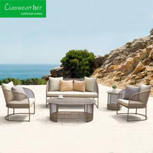 China Outdoor Furniture Aluminum Metal Patio Garden Waterproof Sofa Set with Cushion OutdoorFoam Water-Resistant Fabric factory