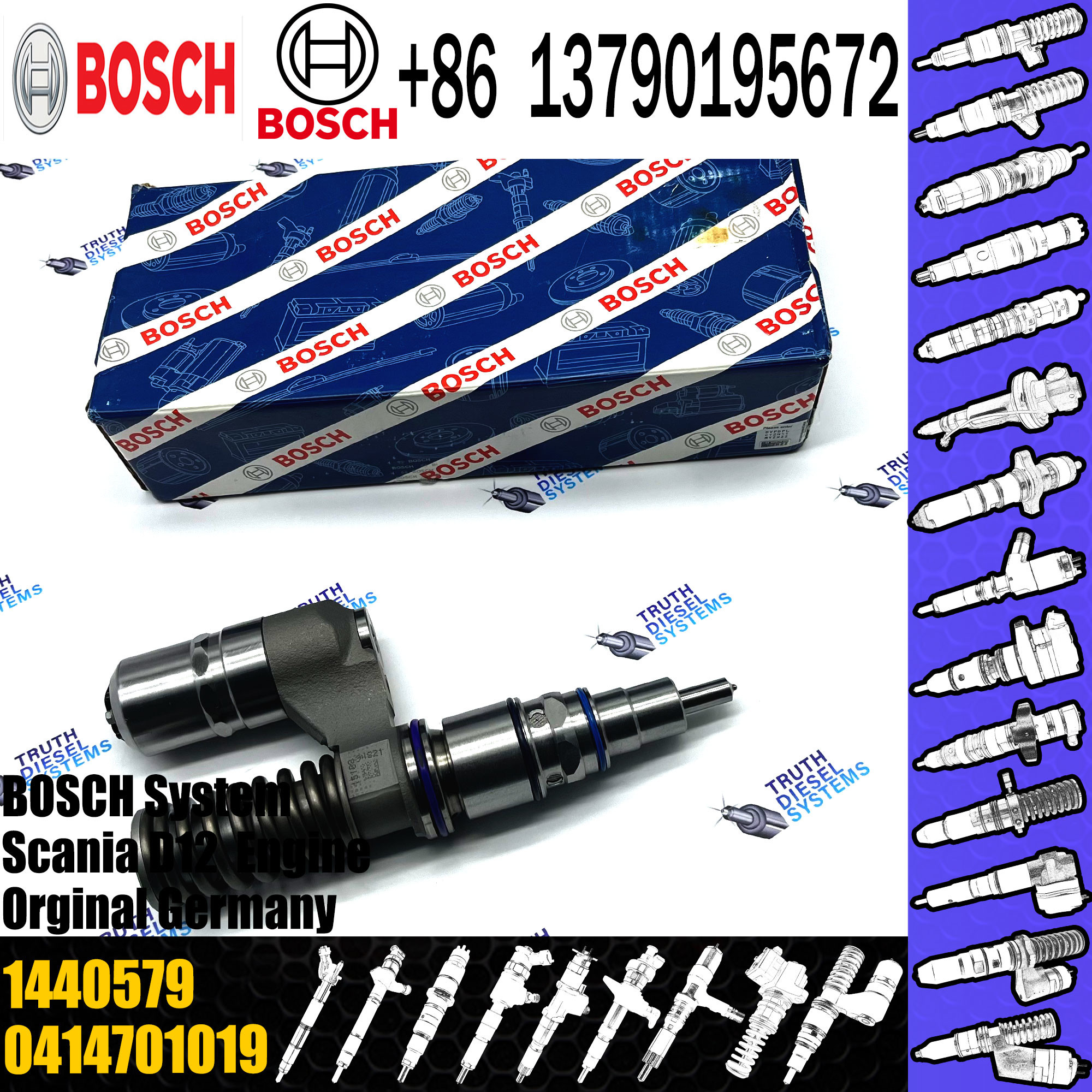 Common Rail Injector 0574393 0986441015 0986441115 1440579 0414701082 0414701027 0414701019 for Scania