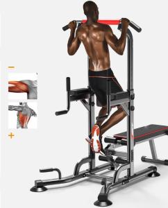 China Pull Up Bar Station With Weight Bench Push Up Multifunctional Power Tower Workout Dip Station factory