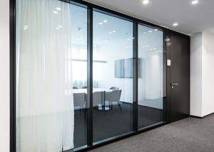 China Glazed Modular Full Height Office Partition Walls Double Glass Walls Aluminum Frame factory