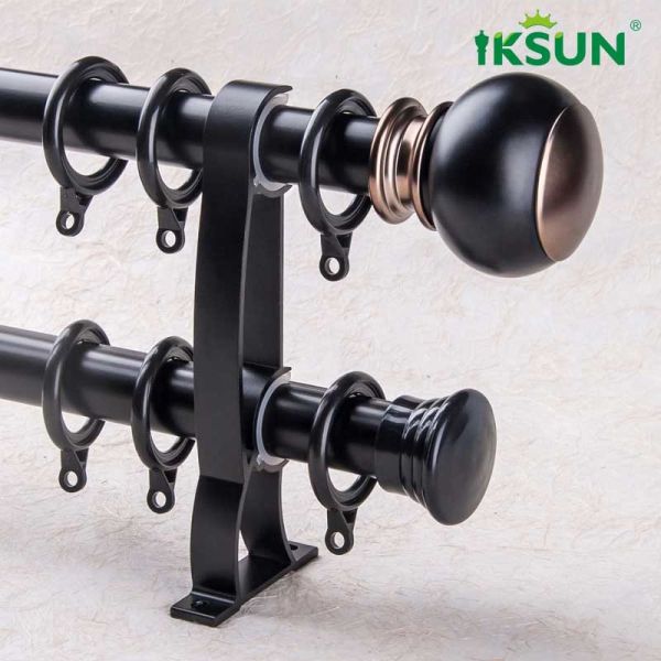 China 1.2mm Double Aluminium Curtain Rod Heavy Duty Matte Black Color factory