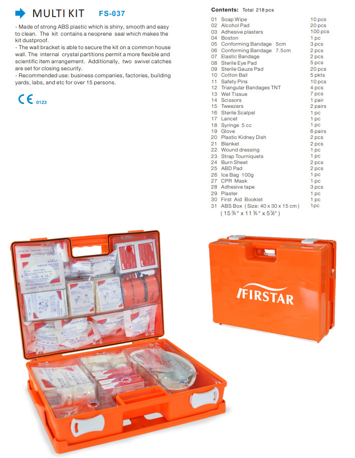 Wall Mounted ABS Plastic First Aid Kit Boxes For Factories Labs