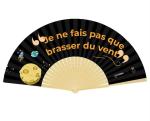 Customize 21cm White Color Bamboo Engraved Logo Hand Fan for Wedding Party