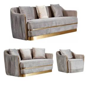 China Nordic Light Luxury Hotel Lobby Furniture Velvet Stainless Steel Postmodern Showroom Sofa factory