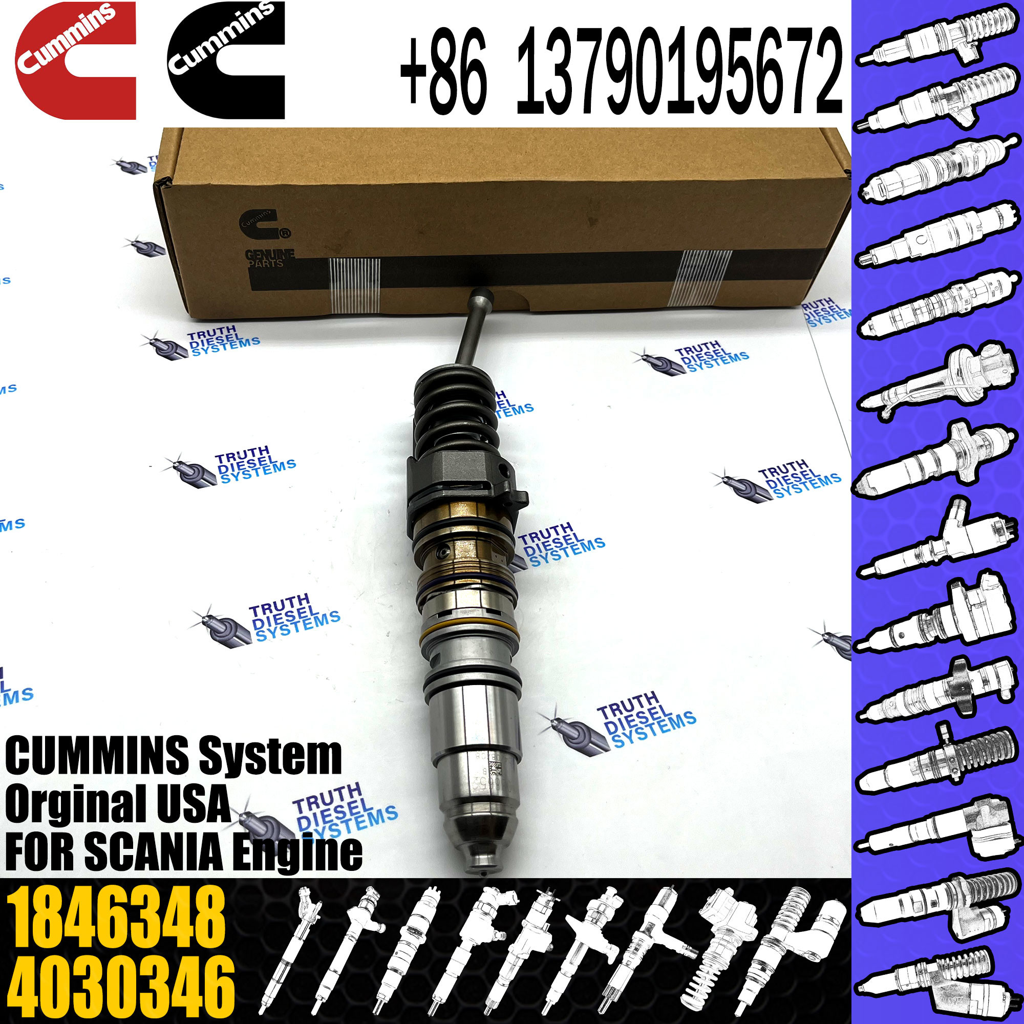 Diesel Fuel Injector 1846348 5634701 4030346 for Cummins QSX15 Diesel Engine