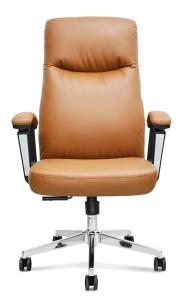China 330LBS Ergonomic PU Leather Office Swivel Chairs BIFMA High Back Brown factory
