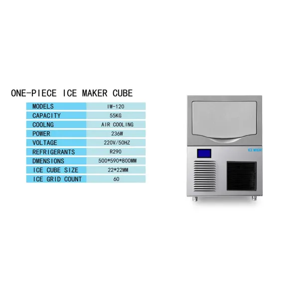 Ice Wheat Fully Automatic New Kitchen Ice Maker 55kg/Day Cube Ice