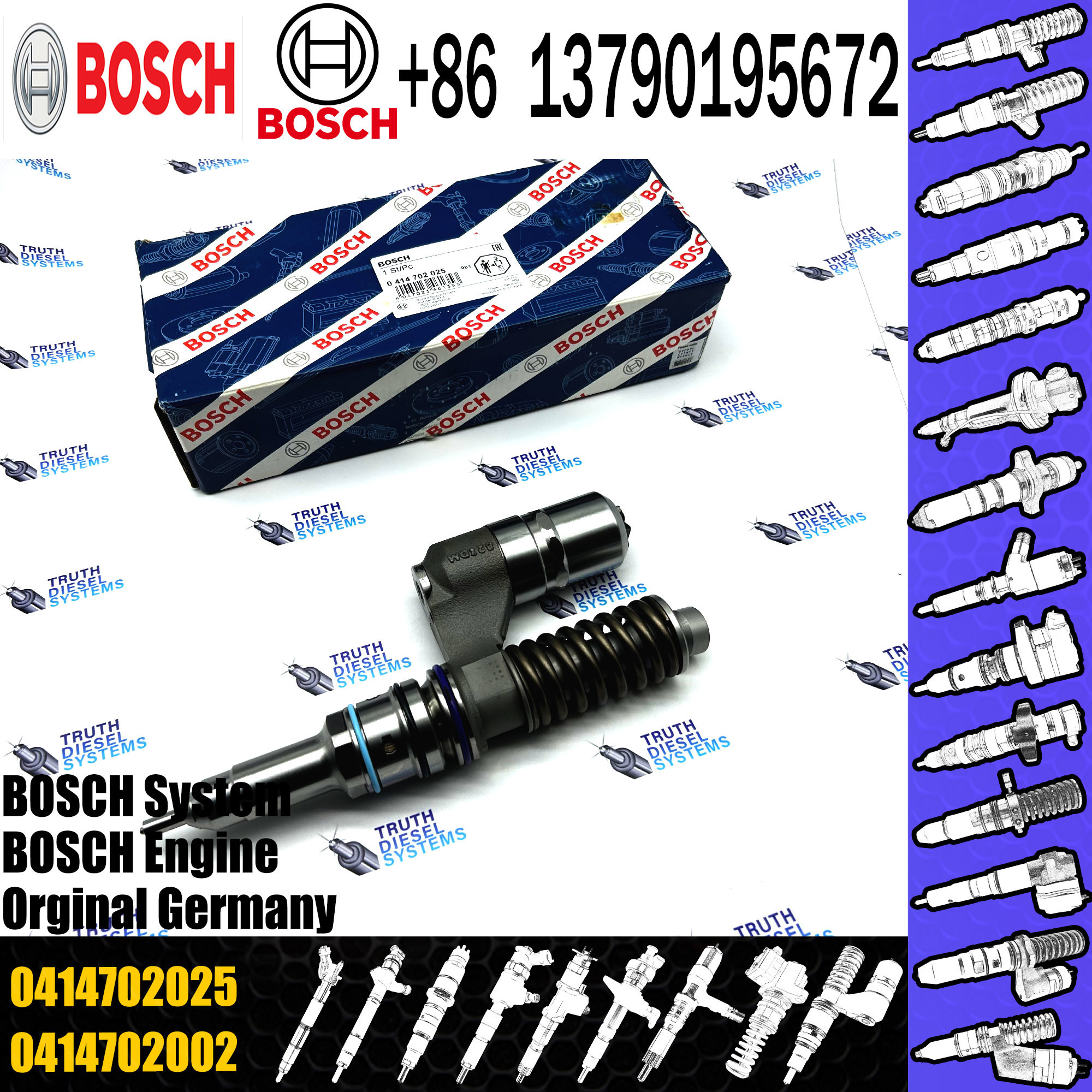 Diesel Fuel Injector 0414702016 0414702025 For VOL PENTA D12D-A 21160093 3801293