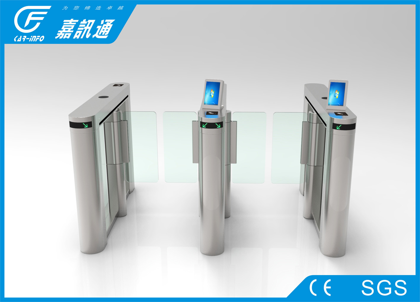 Theater Entrance Pedestrian Barrier Gate , React Quickly Flap Barrier Turnstile