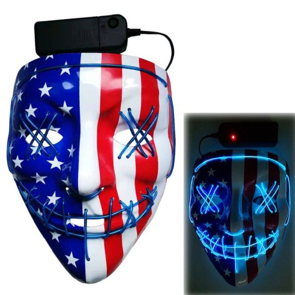 China American Flag Pattern Halloween LED Face Mask 3 Flashing Modes factory