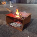 Gnee Garden 20 Inch Rectangular Steel Fire Pit Simple For Camping Party