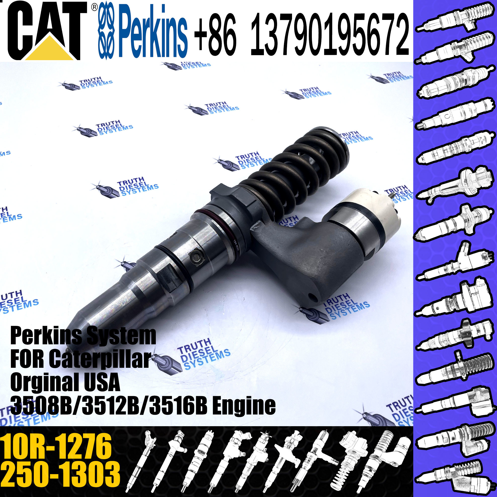 250-1303 High Quality Generic Remanufactured fuel injector 250-1303 2501303 10R-1276 for engine 994D Common rail Injecto