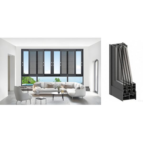 China JZ136 Aluminium Powder Coated Sliding Windows White Black Grey factory