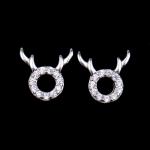 Fashionable Xmas ' Gift Deer Elk Antler Stud Earrings With Cubic Zircon
