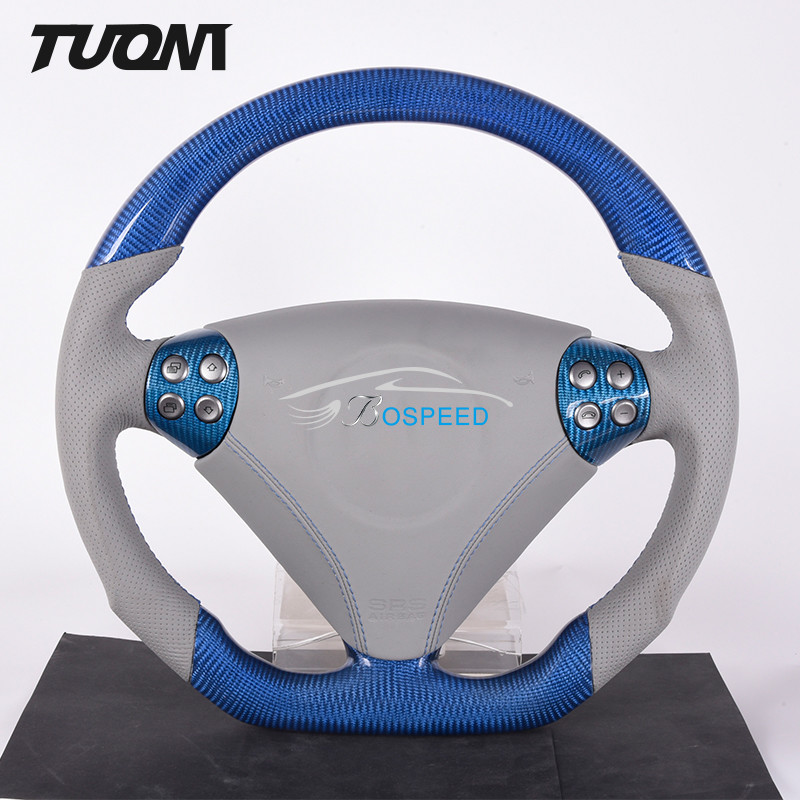 Navy Blue W204 Mercedes Steering Wheel Carbon Fiber Sport Racing