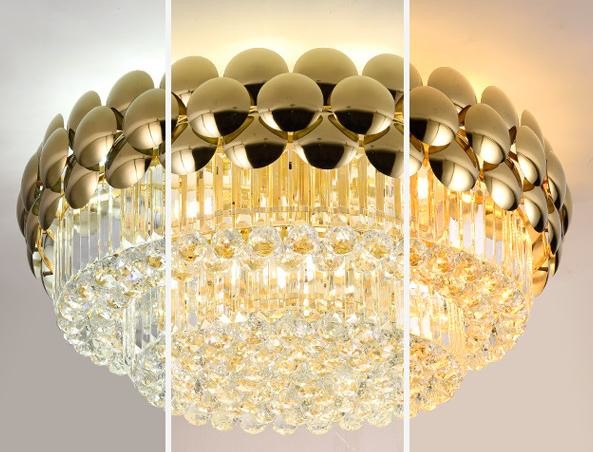 Postmodern Style Iron Crystal Gold Led Ceiling Lamps For Bedroom Livingroom Hotel