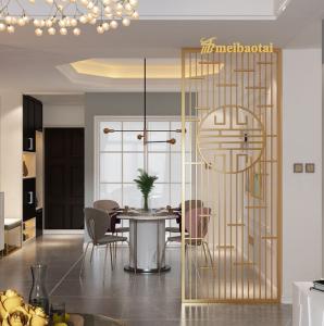 China Gold Decorative Metal Room Divider PVD Coated 1500mm X 3500mm Size factory