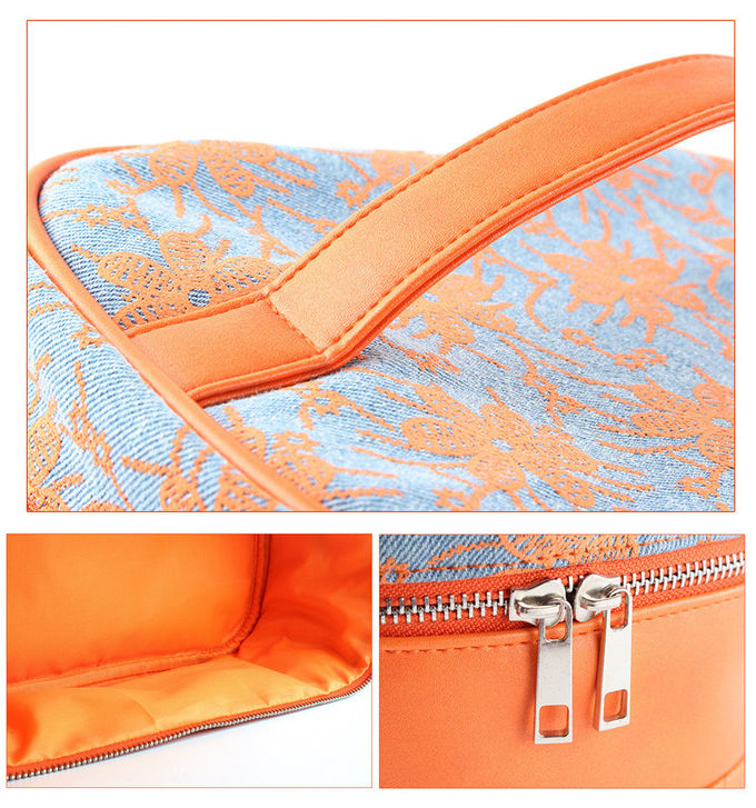 Travel Wash Bag Large Capacity Double Zipper Women PU Cosmetic Bag