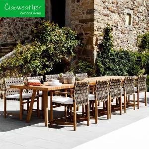 China Modern Simple Villa Balcony Garden Patio Outdoor Furniture Teak Solid Wood Set with Waterproof Cushion and Mail Packing N factory