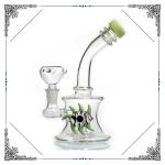 Green Eye Glass Water Pipe Mini Size , Showerhead Perc Recycling Hookah Tube