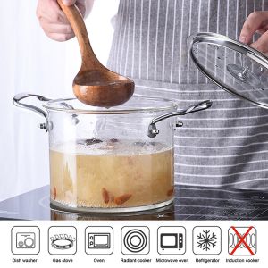 2.3L 3.5L Transparent Borosilicate Glass Soup Pot