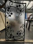 custom Wrought Iron Glass With 12mm*12mm Steel Bar For Wood Door