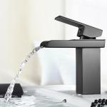 SUS304 Stainless Steel Waterfall Single Hole Single Handle Basin Mixer In Chrome