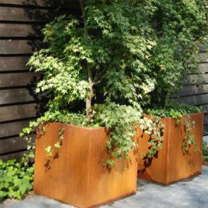 China Commercial Rusty Corten Steel Outdoor Metal Planter Weather Resistant factory