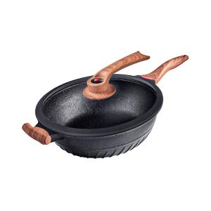 China Grey Aluminum Deep Kitchen Frying Pans 10.3cm Height Corrosion Resistance factory
