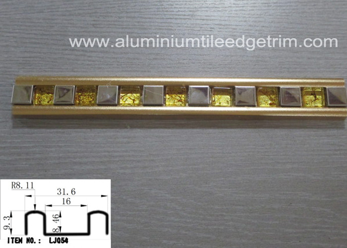 Rust Proof Glass Mosaic Tile Trim Edge Listello Bar Polished Gold Aluminium