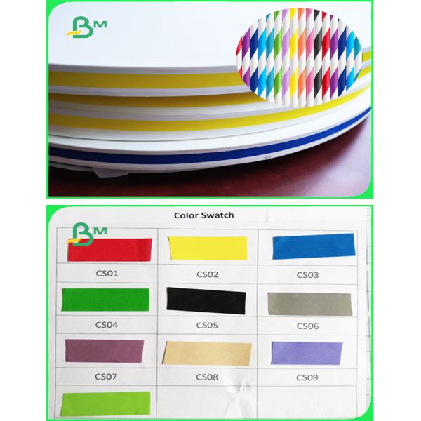 28gr 60gr Slitted Paper Color Printed FSC & SGS For White Food Grade Paper Straw