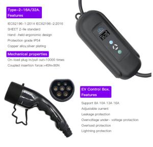 China 10m 5m Cable 240 Volt Home EV Charger 22kw Home Car Charger TUV factory