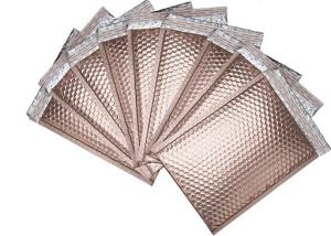 China Hot Stamping Glossy Rose Gold Metallic Bubble Mailers Odor Proof factory