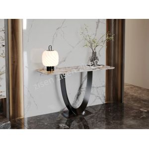 China Ceramic Marble Console Table With Oval Hollow Base factory