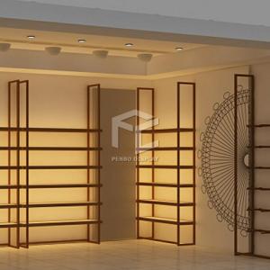 China MDF Shoe Rack Display Showroom Interior Design Customized Color factory