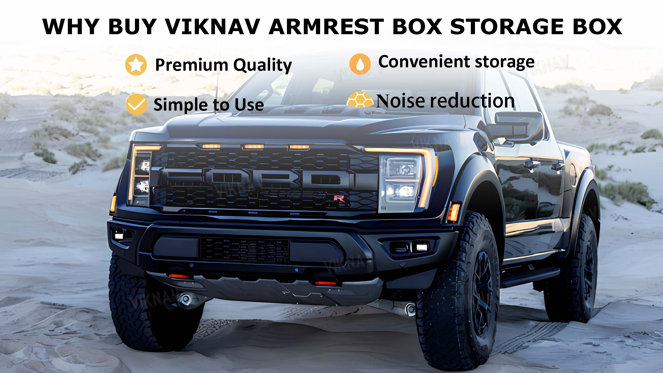 Viknav Center Console Organizer Tray Storage Suitable For 2015-2024 F150 Raptor Center Armrest Glove