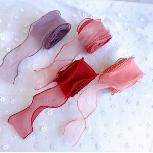 Solid Color Polyester Ribbon Roll 10 yards Wavy Shape Custom Logo