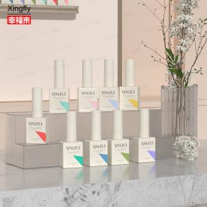 China 12ml Square Gel Polish Empty Nail Varnish Uv Polish Glass Bottle With Brush Cap factory